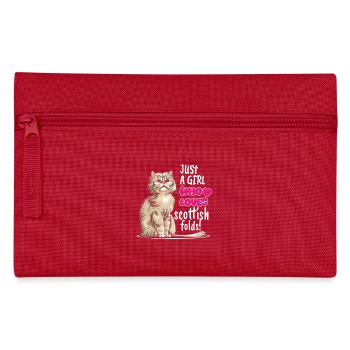 Scottish Fold Cat - Pencil Case - red - Front