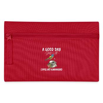 A Good Day Starts With Coffee And Hummingbird - Pencil Case - red - Front