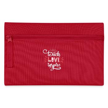 Teach Love Inspire Teacher Inspirational Quote Gif - Pencil Case - red - Front