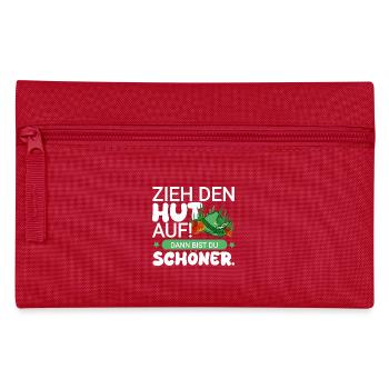 Hut mit schönem Spruch - Federtasche - Rot - Vorne