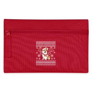 Chien Corgi Noël en famille - Trousse - rouge - Devant
