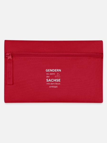 Lustiger Gender Spruch Sachse Boot umkippt - Federtasche - Rot