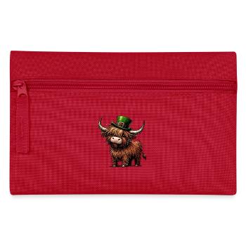 Playful Irish Highland Cow St. Patrick's Day - Federtasche - Rot - Vorne