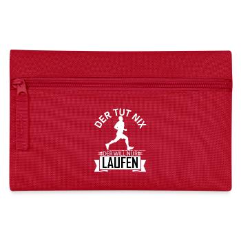 He doesn't do anything, he just wants to run, funny gift - Pencil Case - red - Front