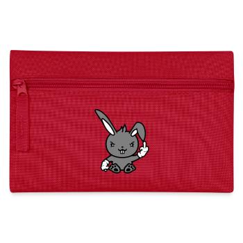 Bunny Middle Finger Show Nasty Naughty Insulting - Pencil Case - red - Front
