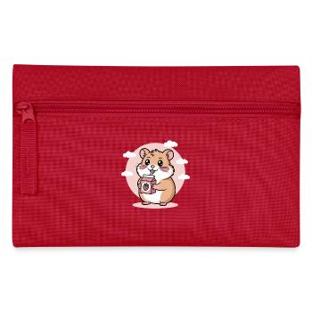 Süßer Chibi Hamster Trinkt Erdbeermilch Kawaii - Federtasche - Rot - Vorne