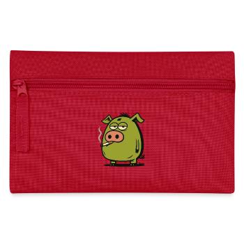 Green Comic Pig - Pencil Case - red - Front