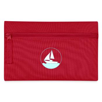 Nautic Design Sailboat Circle Emblem on Waves - Pencil Case - red - Front