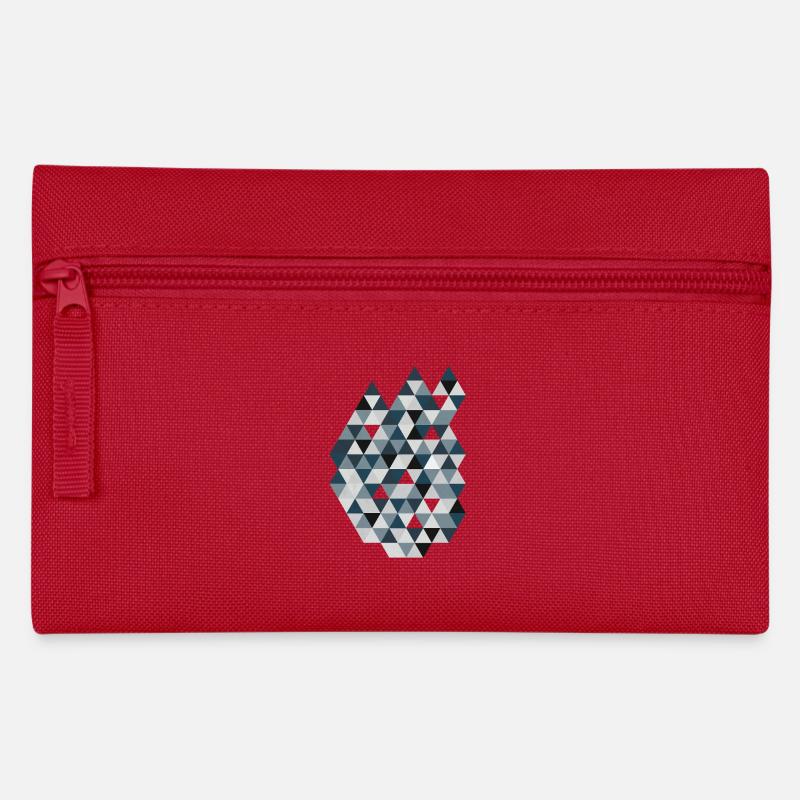 Blue Triangle Mosaic Geometry Triangles - Pencil Case - red