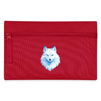Polygon Wolf Eis Blau– Modern Art - Federtasche - Rot - Vorne