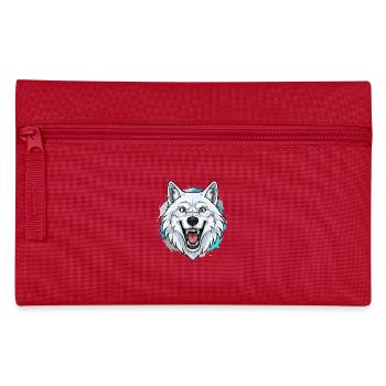 Weißer Wolf Kopf Cartoon Blau Akzente - Federtasche - Rot - Vorne