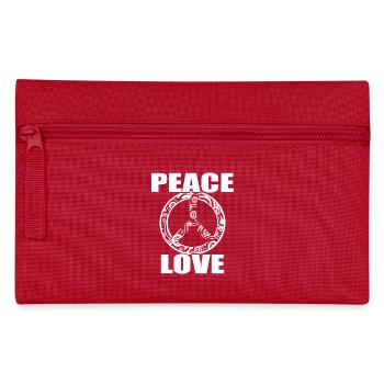 Peace Love T-Shirt Frieden und Liebe Peace Zeichen - Federtasche - Rot - Vorne
