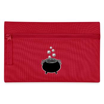 bubbling witch's cauldron black white - Pencil Case - red - Front