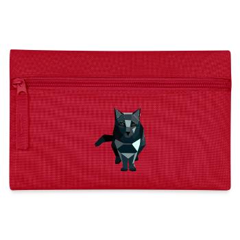 Geometrische Katze im Obsidianstil - Federtasche - Rot - Vorne