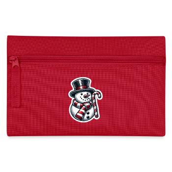 Schneemann mit Zuckerstange - Federtasche - Rot - Vorne
