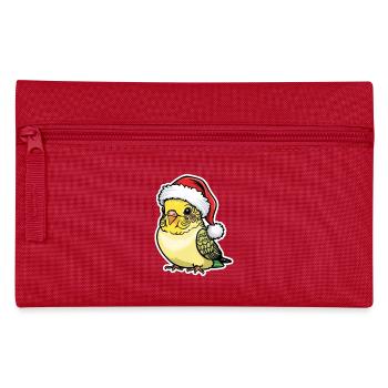 Wellensittich Weihnachten Süß Comic Mütze - Federtasche - Rot - Vorne