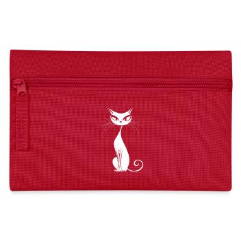 Elegante weiße Katze - Federtasche - Rot - Vorne