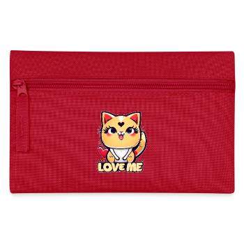 A funny chibi cat full of love - Pencil Case - red - Front