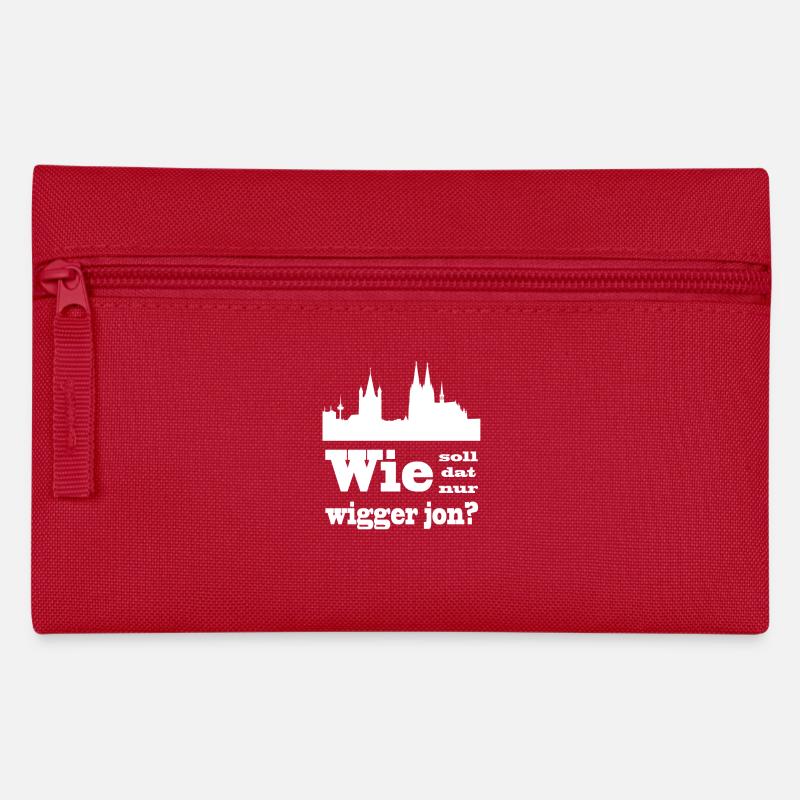 Köln / Kölsch: Wie soll dat nur wigger jon? - Federtasche - Rot