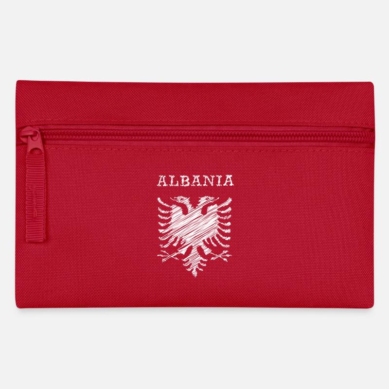 Albania, scribble white - Pencil Case - red