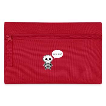 Bone-jour! - Funny Skeleton Pun - Pencil Case - red - Front