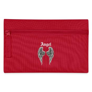 Angelflügel Gothic Schrift Geschenkidee Fans - Federtasche - Rot - Vorne