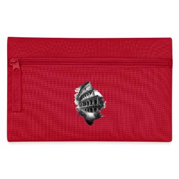 Schwarz-weißes Kolosseum in Ruinen - Federtasche - Rot - Vorne