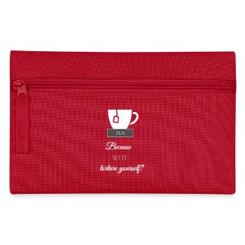 TEA-RIFFIC (White + Grey) - Pencil Case - red - Front