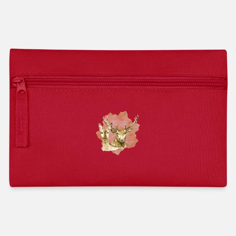 Cerf et biche - Trousse - rouge