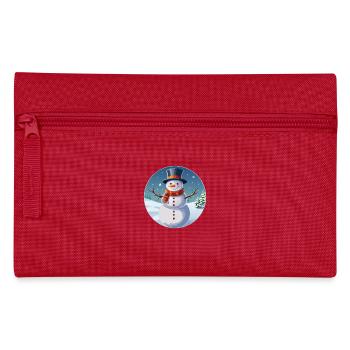Schneemann in Winterlandschaft - Federtasche - Rot - Vorne