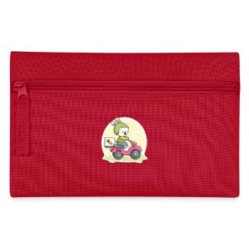 Niedlicher Hase auf einem Roller - Federtasche - Rot - Vorne