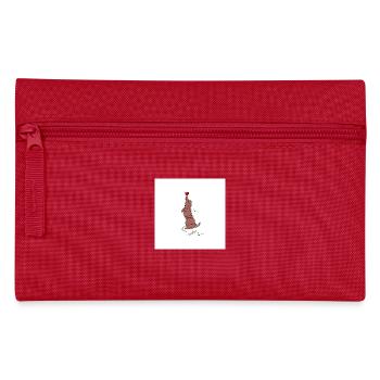 Chien teckel emmêlé dans une guirlande de noël - Trousse - rouge - Devant