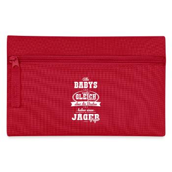 Gleiche Babys Die besten haben einen Jäger Papa - Federtasche - Rot - Vorne