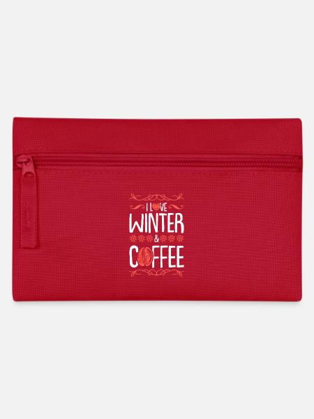 I Love Winter and Coffee - Federtasche - Rot