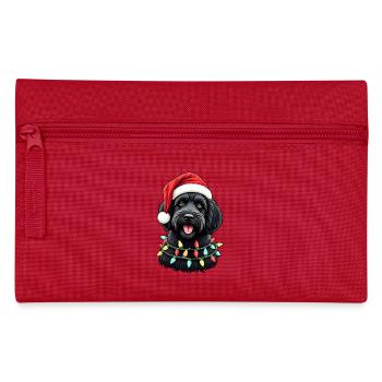 Labradoodle Christmas T-Shirt with Hat - Pencil Case - red - Front