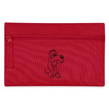 chien assis bave salive langue drôle idiot bande dessinée - Trousse - rouge - Devant