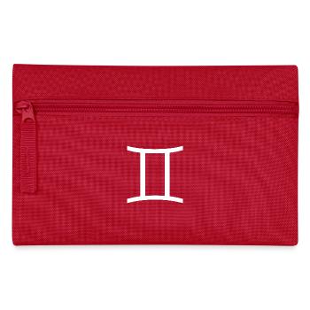 Sternzeichen Zwillinge, exklusives T-Shirt Design - Federtasche - Rot - Vorne