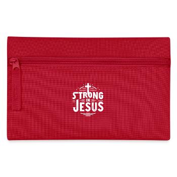 Strong in Jesus - Pencil Case - red - Front