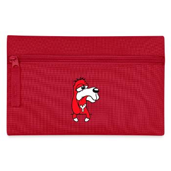 chien derrière le mur clôture bave cracher langue drôle - Trousse - rouge - Devant