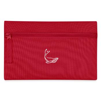 Strichzeichnung eines weißen Wals - Federtasche - Rot - Vorne