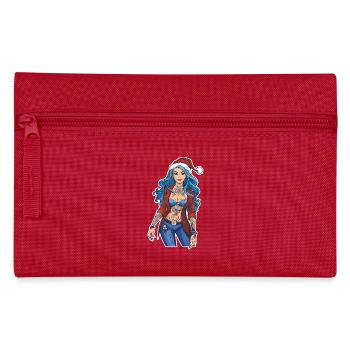 02 Tatouages cool de cheveux bleus de femme de Noël sexy - Trousse - rouge - Devant