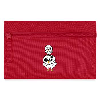 2 Eulen Papa Mama Kind Baby Familie Mutter Vater - Federtasche - Rot - Vorne