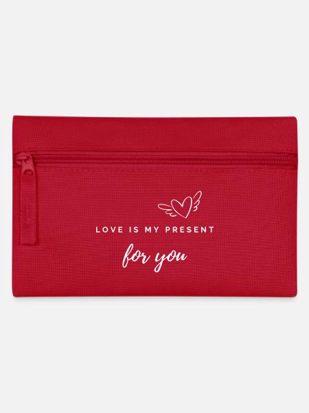 Love is my present for you white - Federtasche - Rot