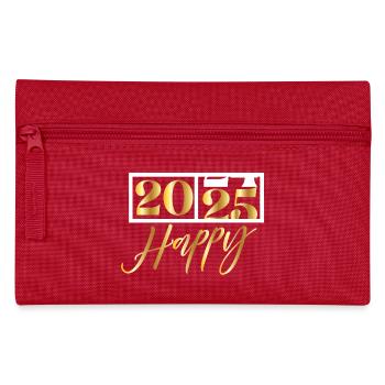 2025 Happy – Funny Silvester Design - Federtasche - Rot - Vorne
