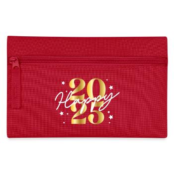 Happy 2025 – Funny Silvester Design mit Sternen - Federtasche - Rot - Vorne