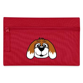 Hund Gesicht Kleiner Glücklicher Welpe Haustier - Federtasche - Rot - Vorne