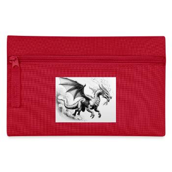 Determined Dragon with Fire Wings - Pencil Case - red - Front