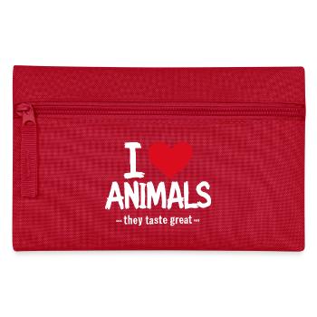 Ich liebe Tiere – Sie schmecken großartig! - Federtasche - Rot - Vorne