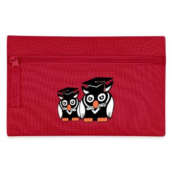 2 Eulen Schulabschluss College Abitur Student Team - Federtasche - Rot - Vorne
