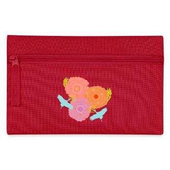 Pfingstrose und Kräne - Federtasche - Rot - Vorne
